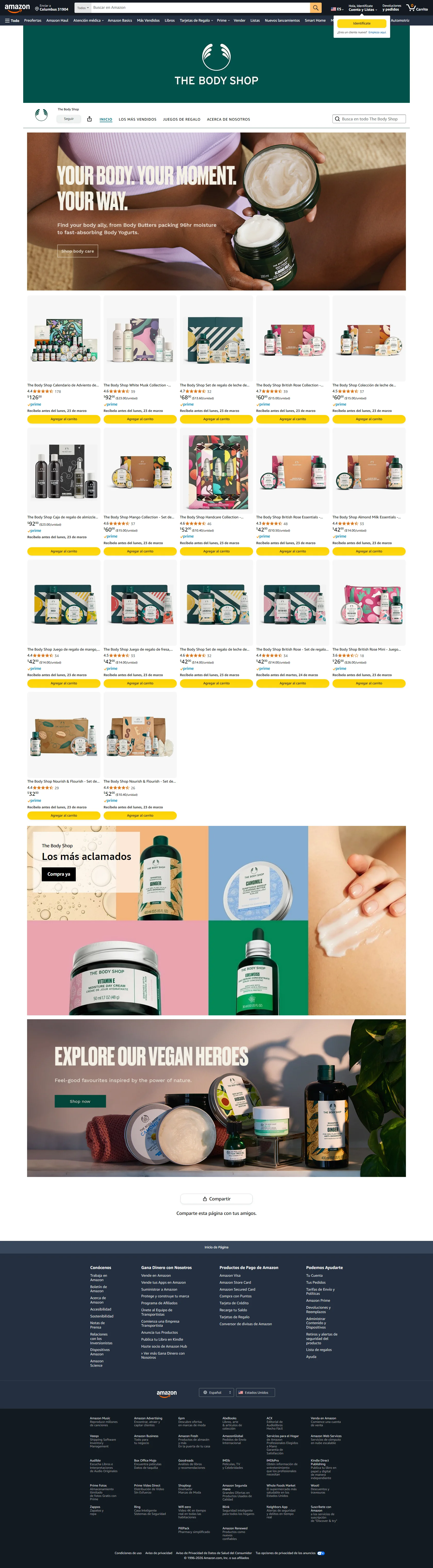 The Body Shop Amazon storefront