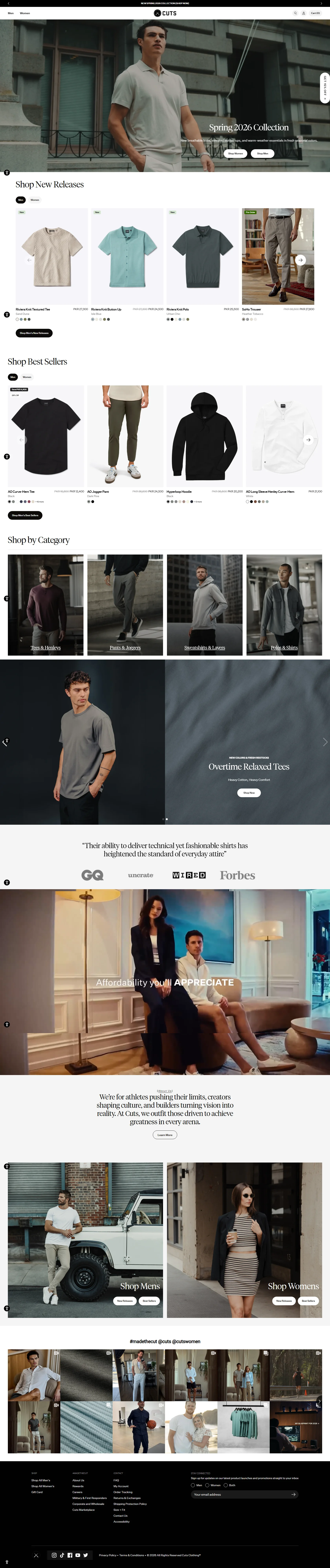 Cuts Clothing DTC Commerce storefront