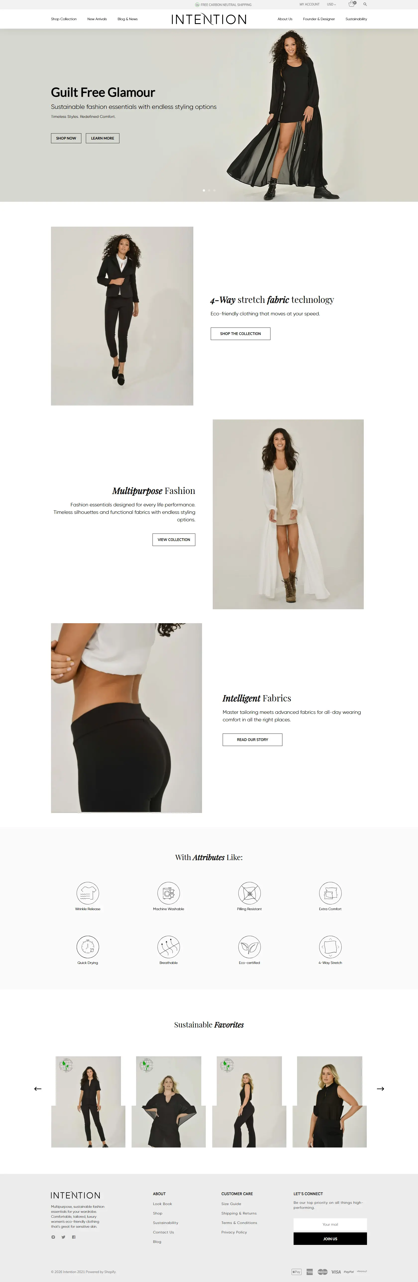Intention Fashion Shopify storefront