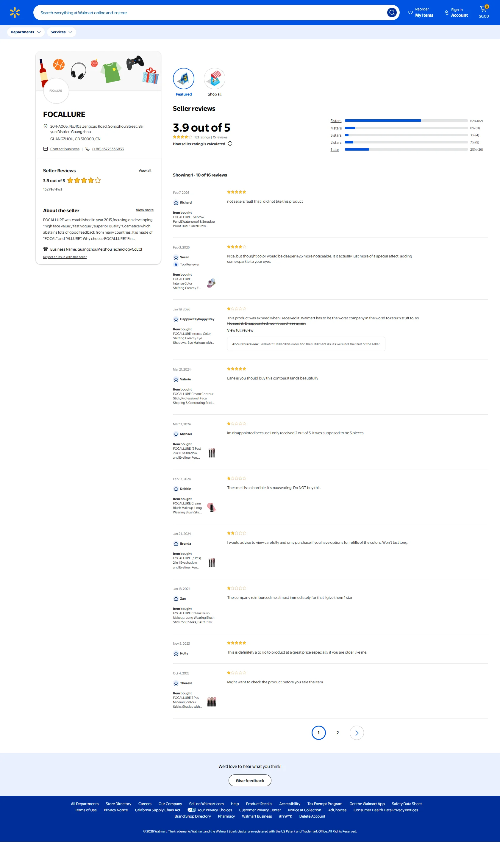 Marketplace Seller 101101617 Walmart storefront